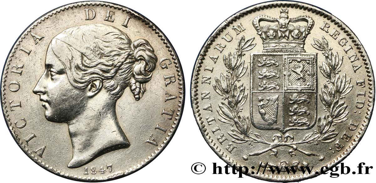 GREAT-BRITAIN - VICTORIA Crown 1847 Londres VF/XF 