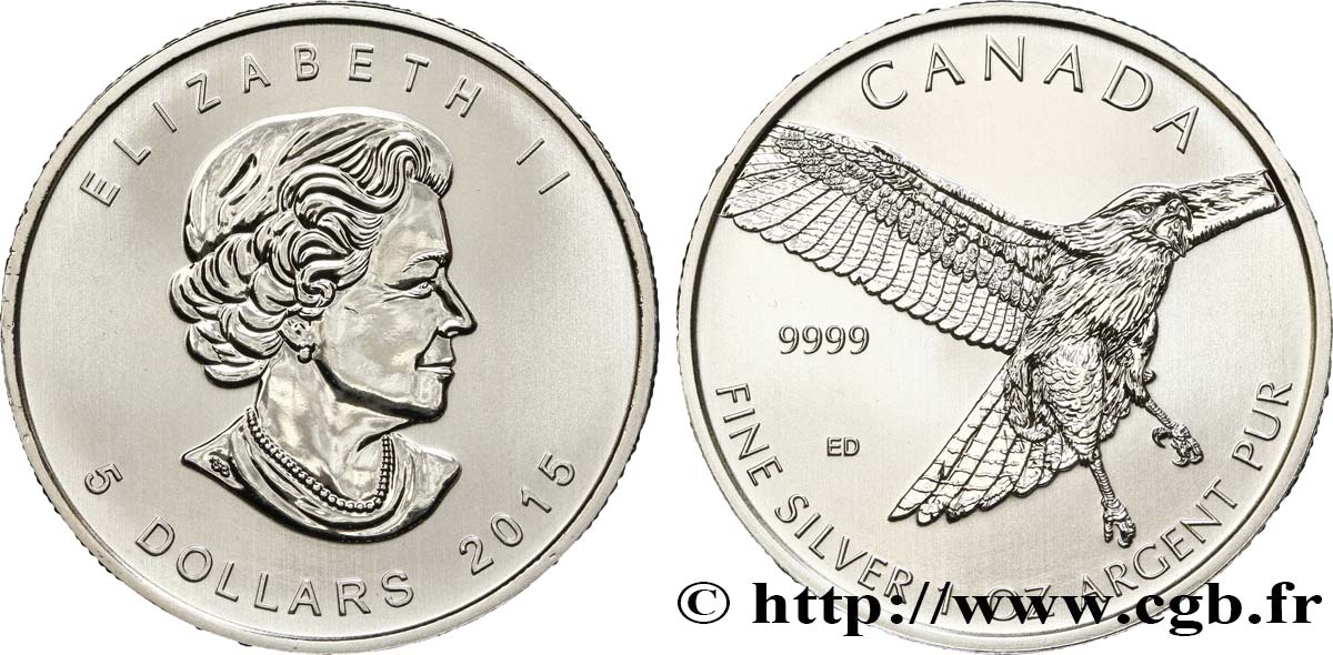 CANADA 5 Dollars (1 once) Proof Rapace 2015  SPL 