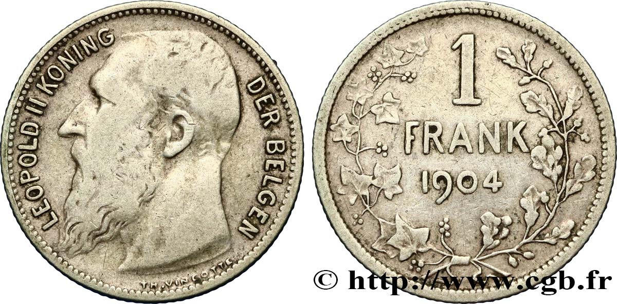 BELGIEN 1 Franc Léopold II légende en français 1904  S 