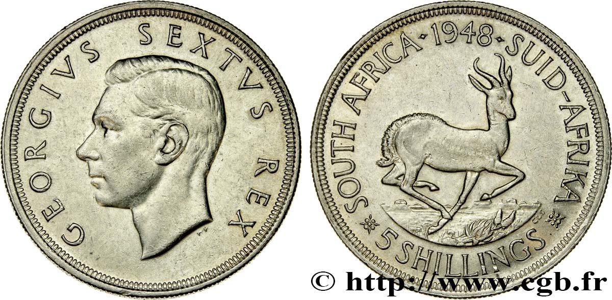 AFRIQUE DU SUD 5 Shillings Georges VI 1948 Pretoria SUP 