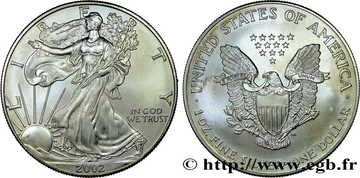 ÉTATS-UNIS D AMÉRIQUE 1 Dollar type Liberty Silver Eagle 2002  FDC 