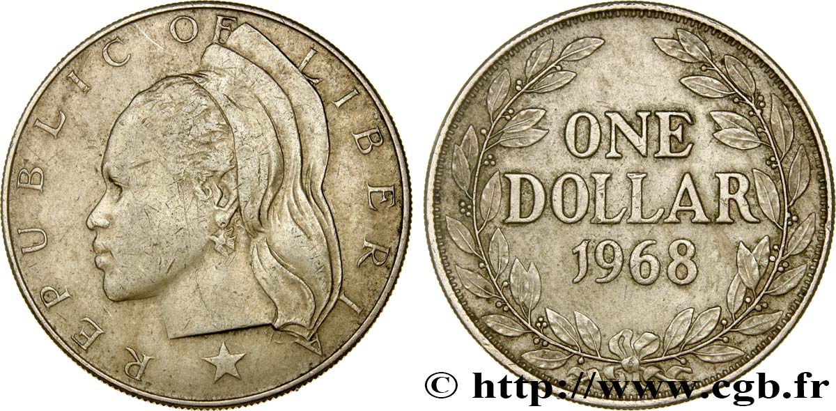 LIBERIA 1 Dollar femme avec coiffe 1968  XF 