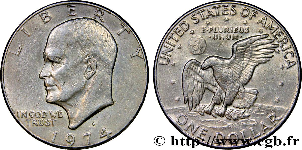 UNITED STATES OF AMERICA 1 Dollar Eisenhower  1974 Denver AU 
