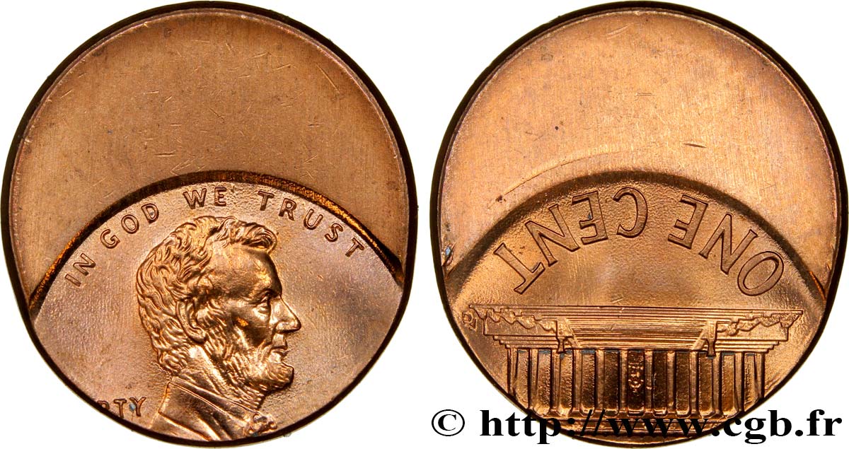UNITED STATES OF AMERICA 1 Cent Lincoln fautée décentrée dit “casquette” n.d.  MS 