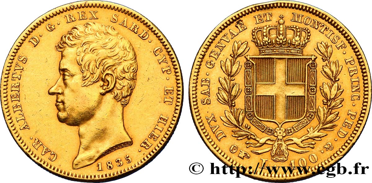 ITALY - KINGDOM OF SARDINIA 100 Lire Charles-Albert 1835 Turin AU 