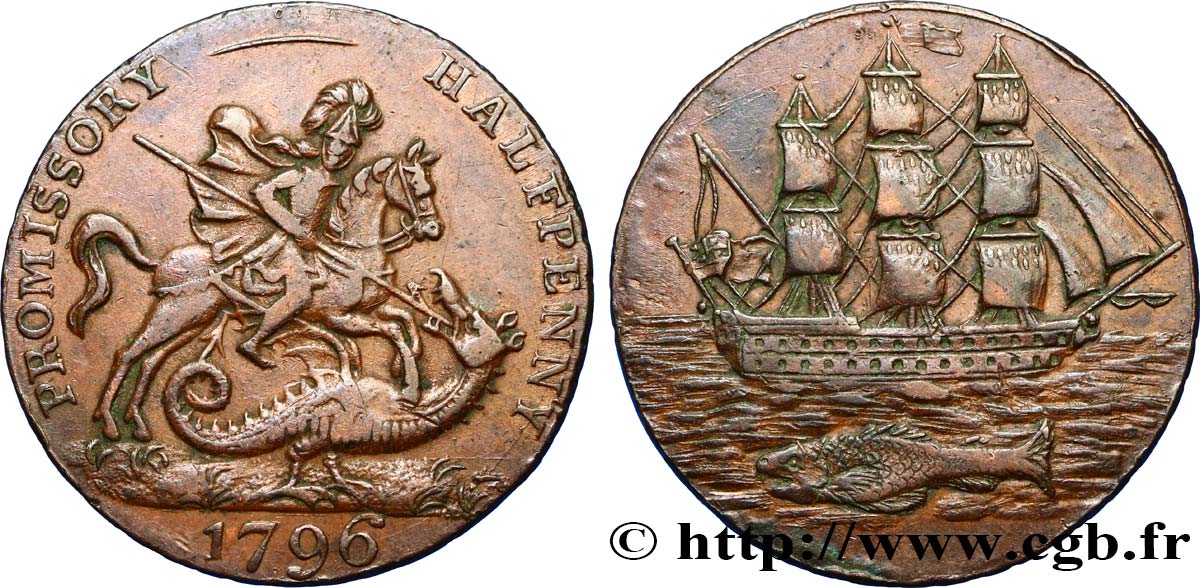 ROYAUME-UNI (TOKENS) 1/2 Penny Portsea (Hampshire) 1796  TTB 