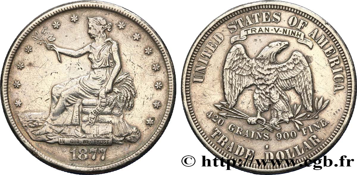 ÉTATS-UNIS D AMÉRIQUE 1 Dollar type “Trade Dollar” 1877 San Francisco TTB 
