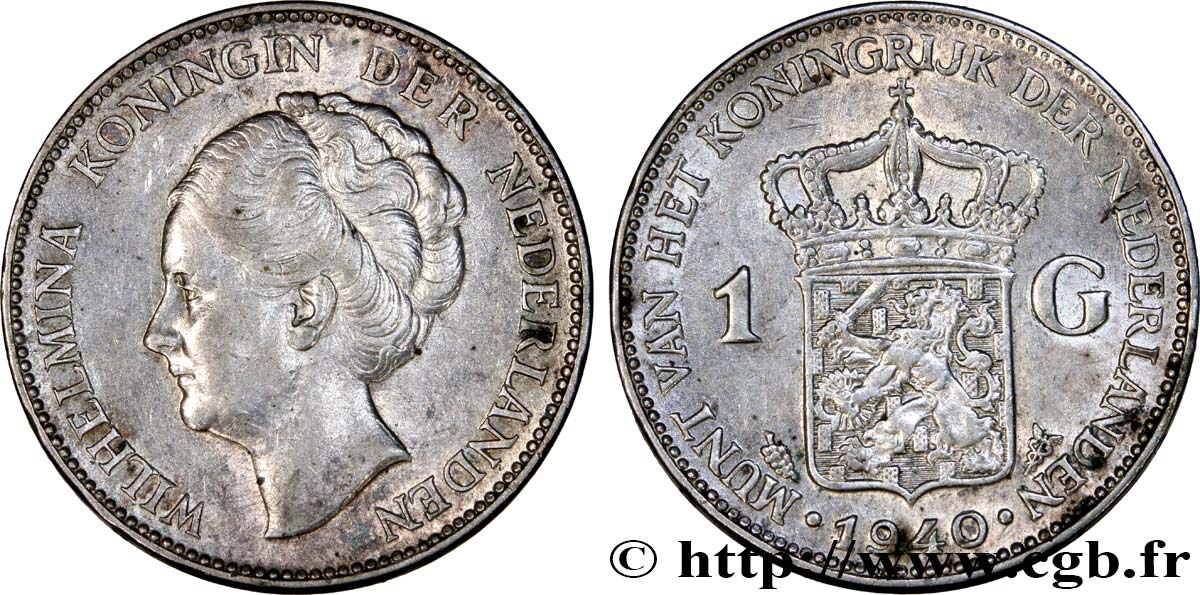 PAYS-BAS 1 Gulden Wilhelmina 1940  TTB+ 