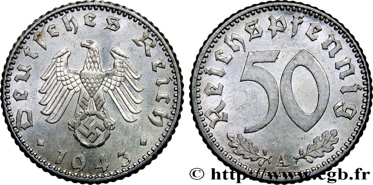 GERMANIA 50 Reichspfennig 1943 Berlin MS 