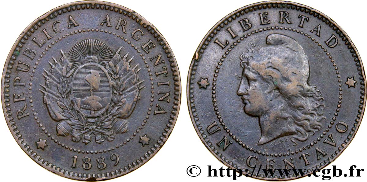 ARGENTINE 1 Centavo 1889  TTB 