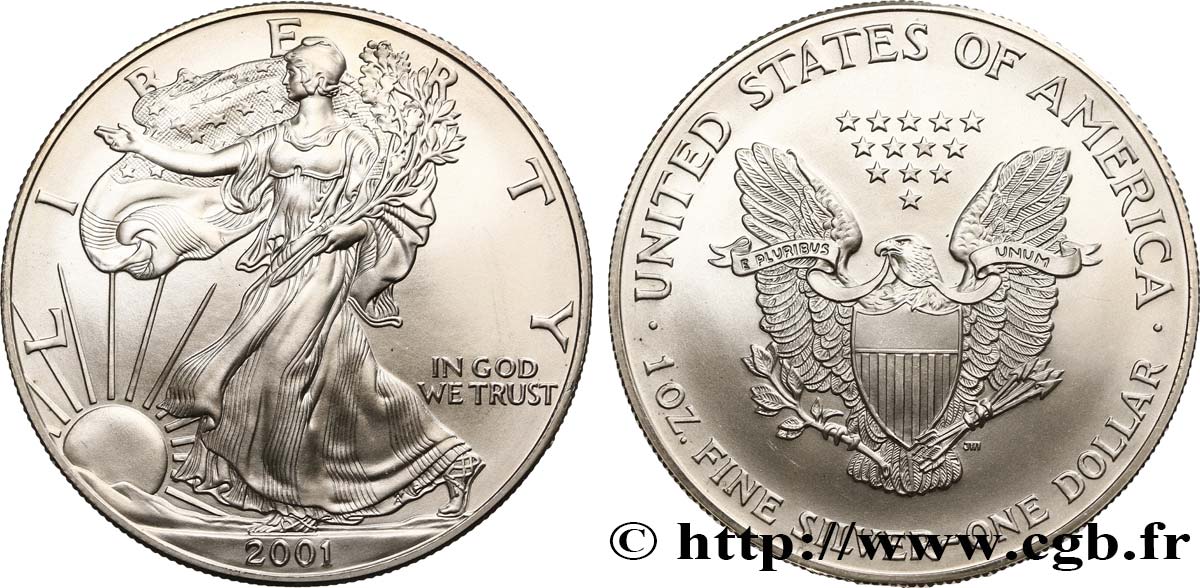 ÉTATS-UNIS D AMÉRIQUE 1 Dollar type Silver Eagle 2001 Philadelphie SPL 