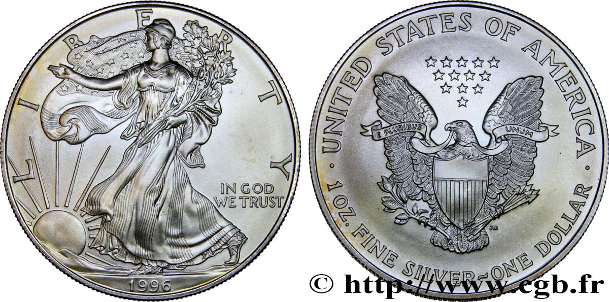 STATI UNITI D AMERICA 1 Dollar Proof type Silver Eagle 1996 Philadelphie MS 