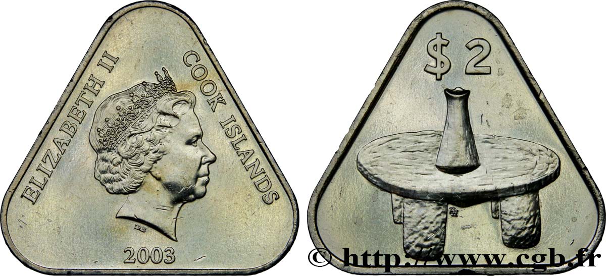 ÎLES COOK  2 Dollars Elisabeth II 2003  SPL 
