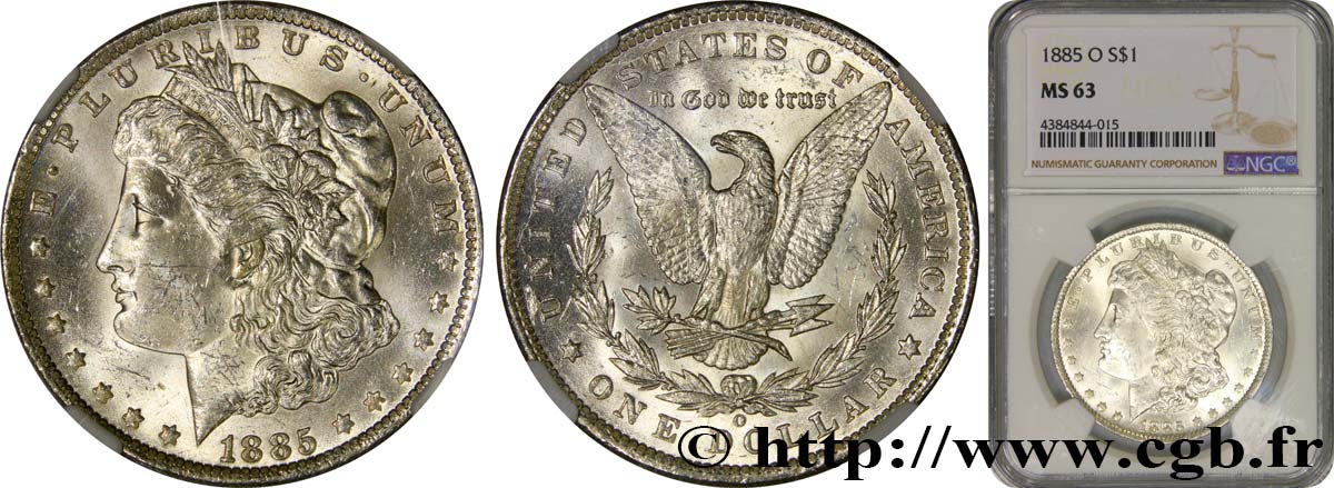 ÉTATS-UNIS D AMÉRIQUE 1 Dollar Morgan 1885 Nouvelle-Orléans MS63 NGC