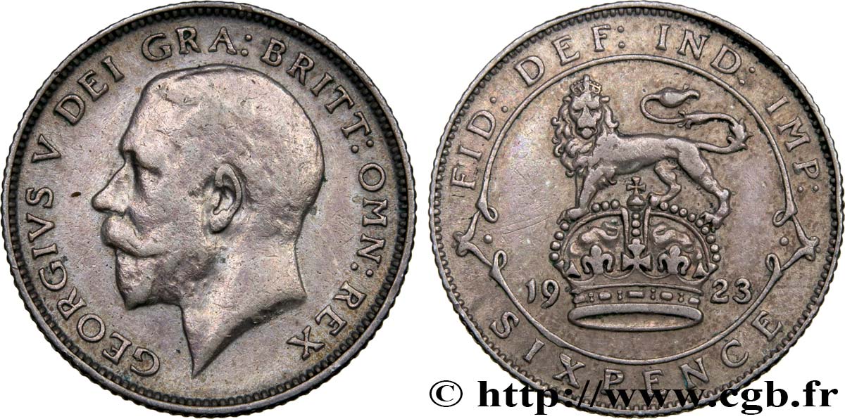 ROYAUME-UNI 6 Pence Georges V 1923  TTB 
