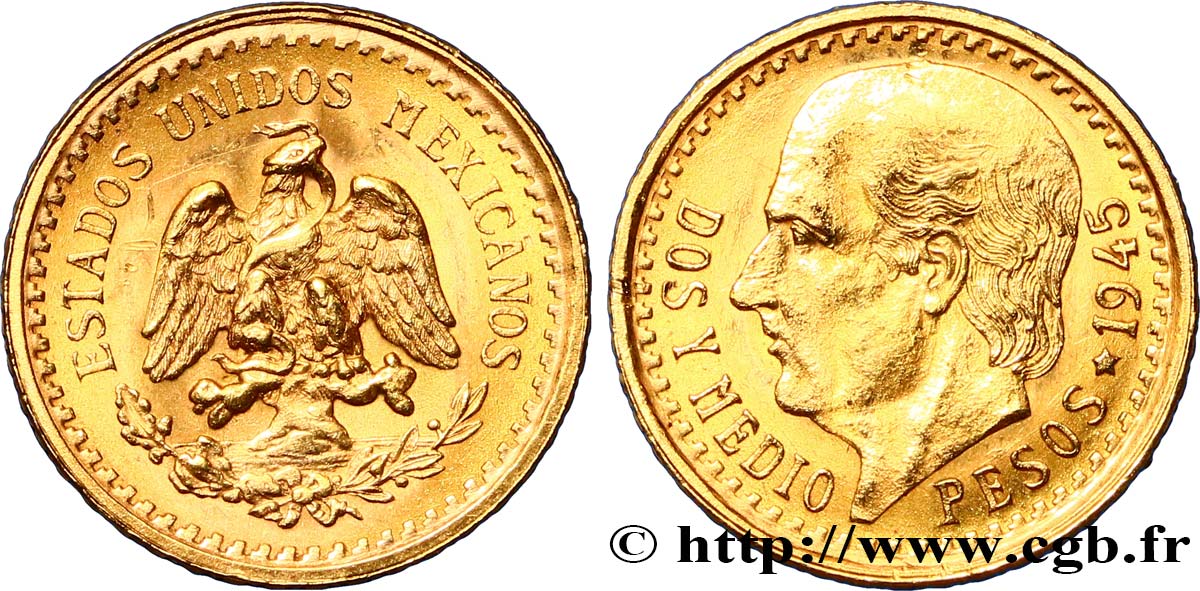 MEXIQUE 2 1/2 Pesos Miguel Hidalgo 1945 Mexico SUP 