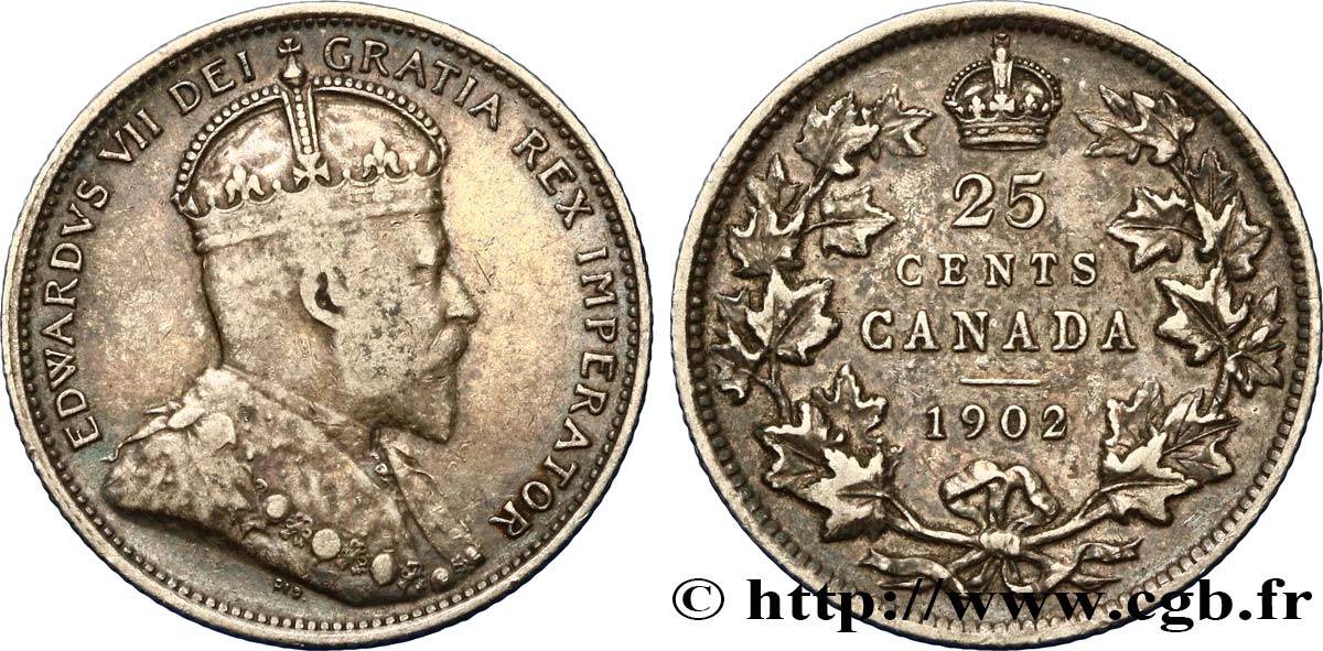 CANADA 25 Cents Edouard VII 1902  TB+/TTB 