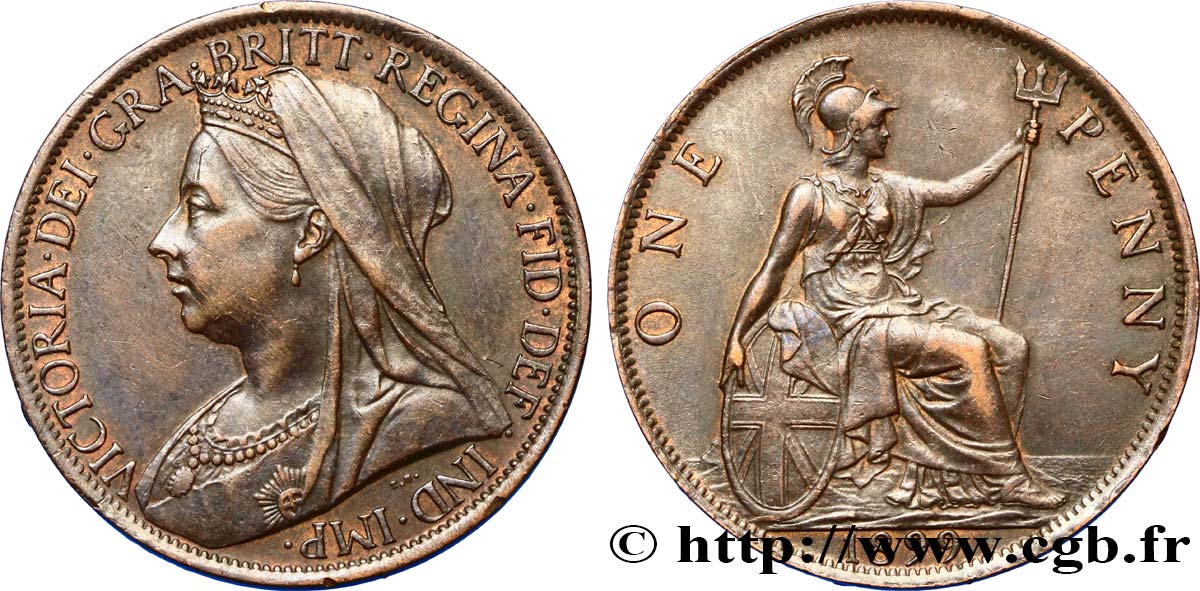 ROYAUME-UNI 1 Penny Victoria “old head” 1899  TTB 