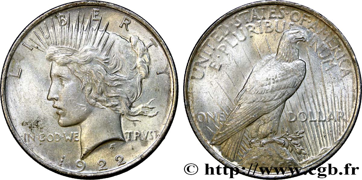 UNITED STATES OF AMERICA 1 Dollar Peace 1922 Philadelphie MS 