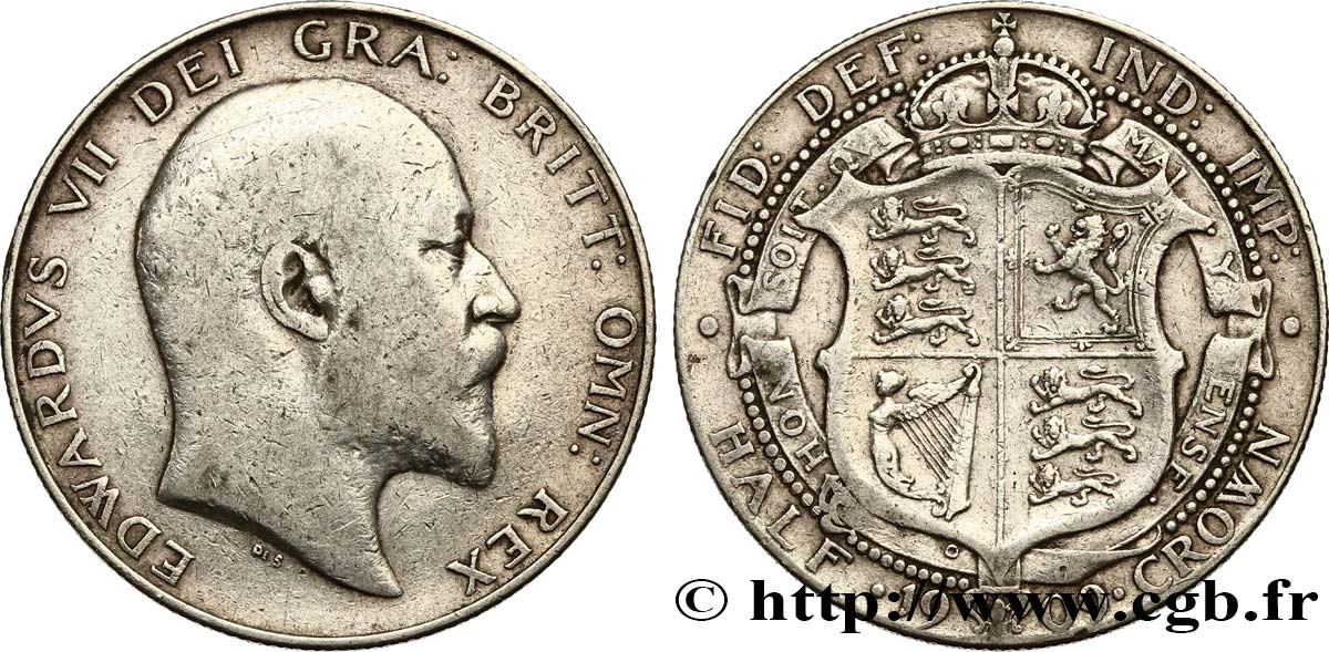 UNITED KINGDOM 1/2 Crown Edouard VII 1909 VF