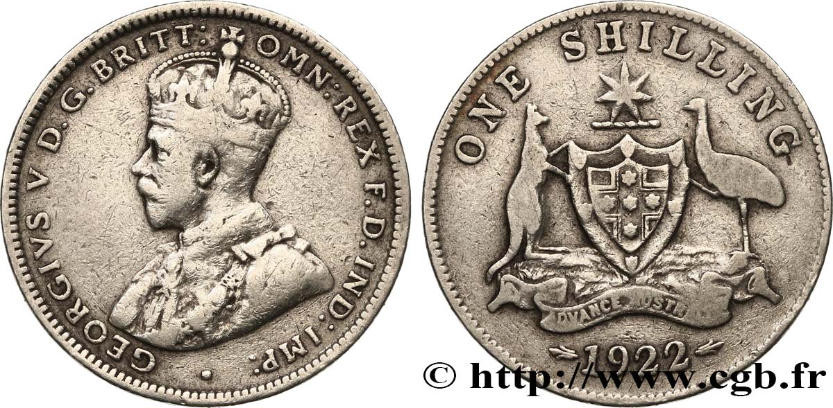 AUSTRALIA 1 Shilling Georges V 1922 Melbourne MB 