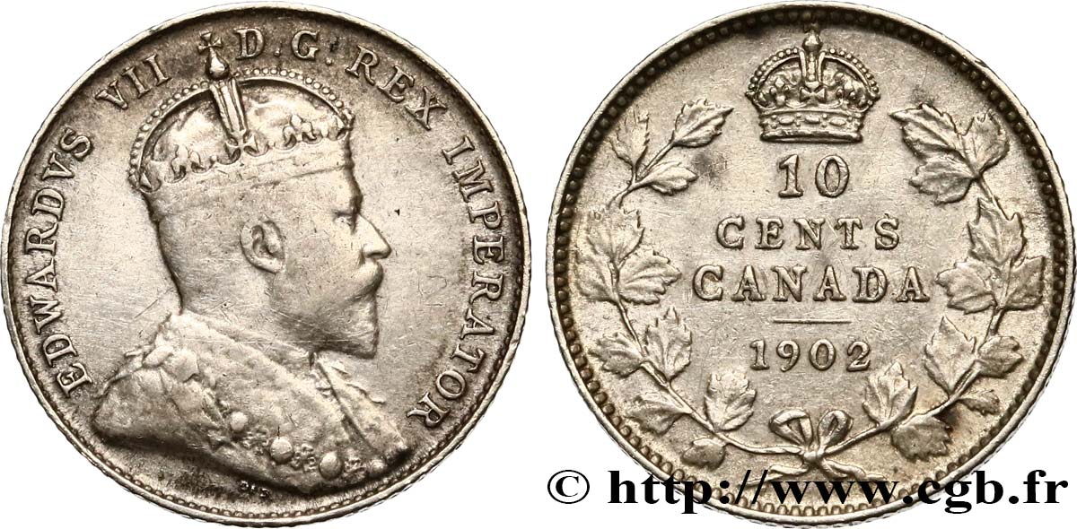 CANADA 10 Cents Édouard VII 1902  VF 