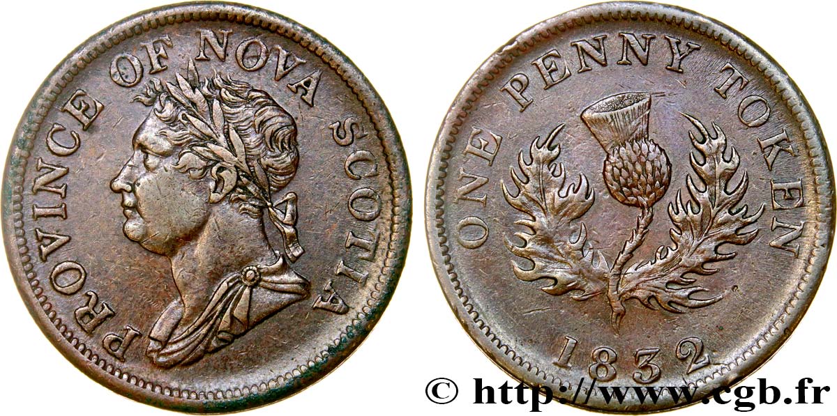 CANADA 1 Penny Token Nova Scotia  1832  TTB 