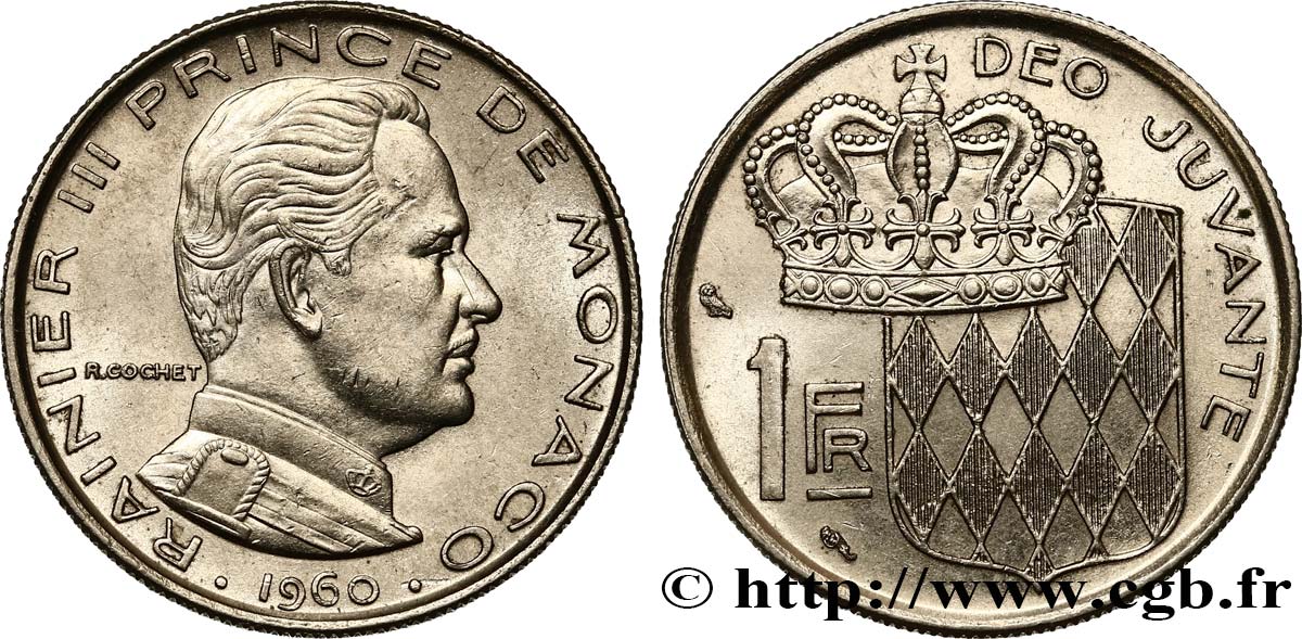MONACO 1 Franc Rainier III 1960 Paris AU