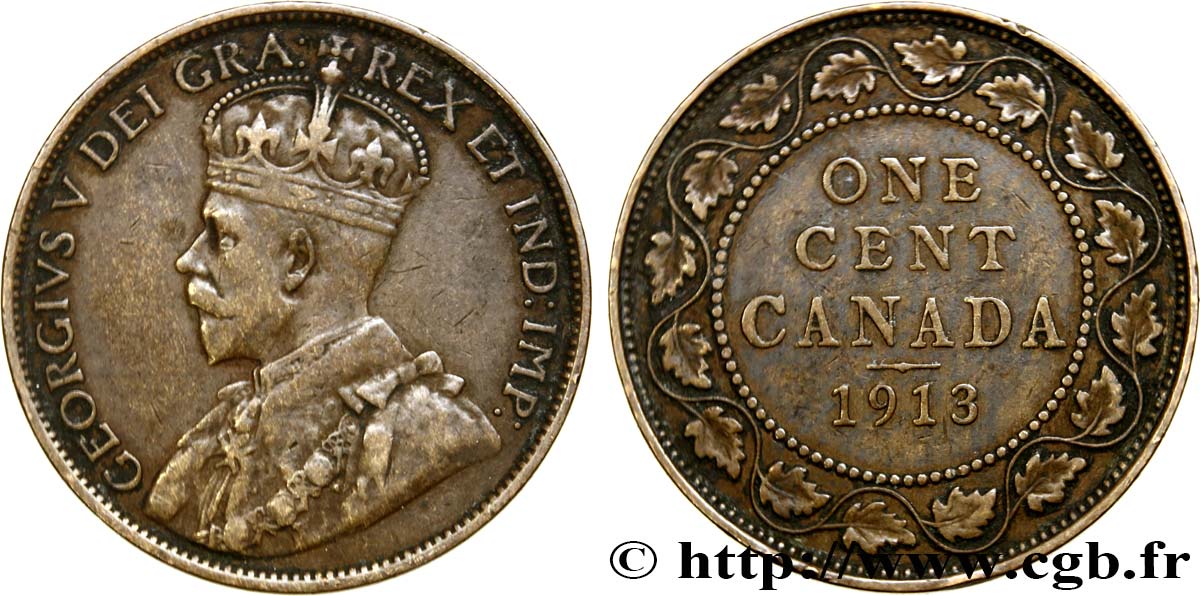 CANADA 1 Cent Georges V 1913  AU 