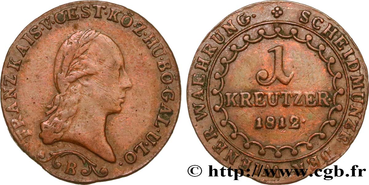 ÖSTERREICH 1 Kreuzer empereur François Ier 1812 Kremnitz SS 