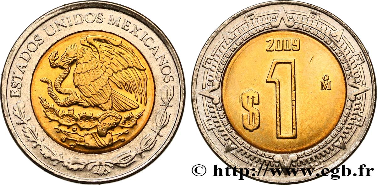 MEXICO 1 Peso aigle 2009 Mexico MS 