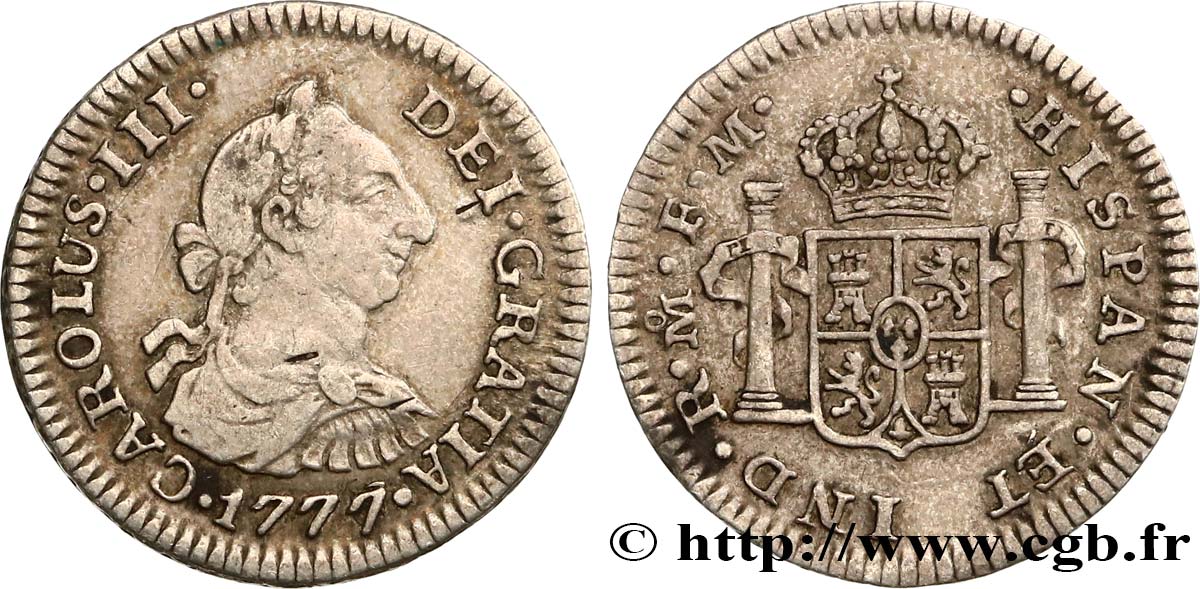 MEXIQUE 1/2 Real Charles III 1777 Mexico TTB 