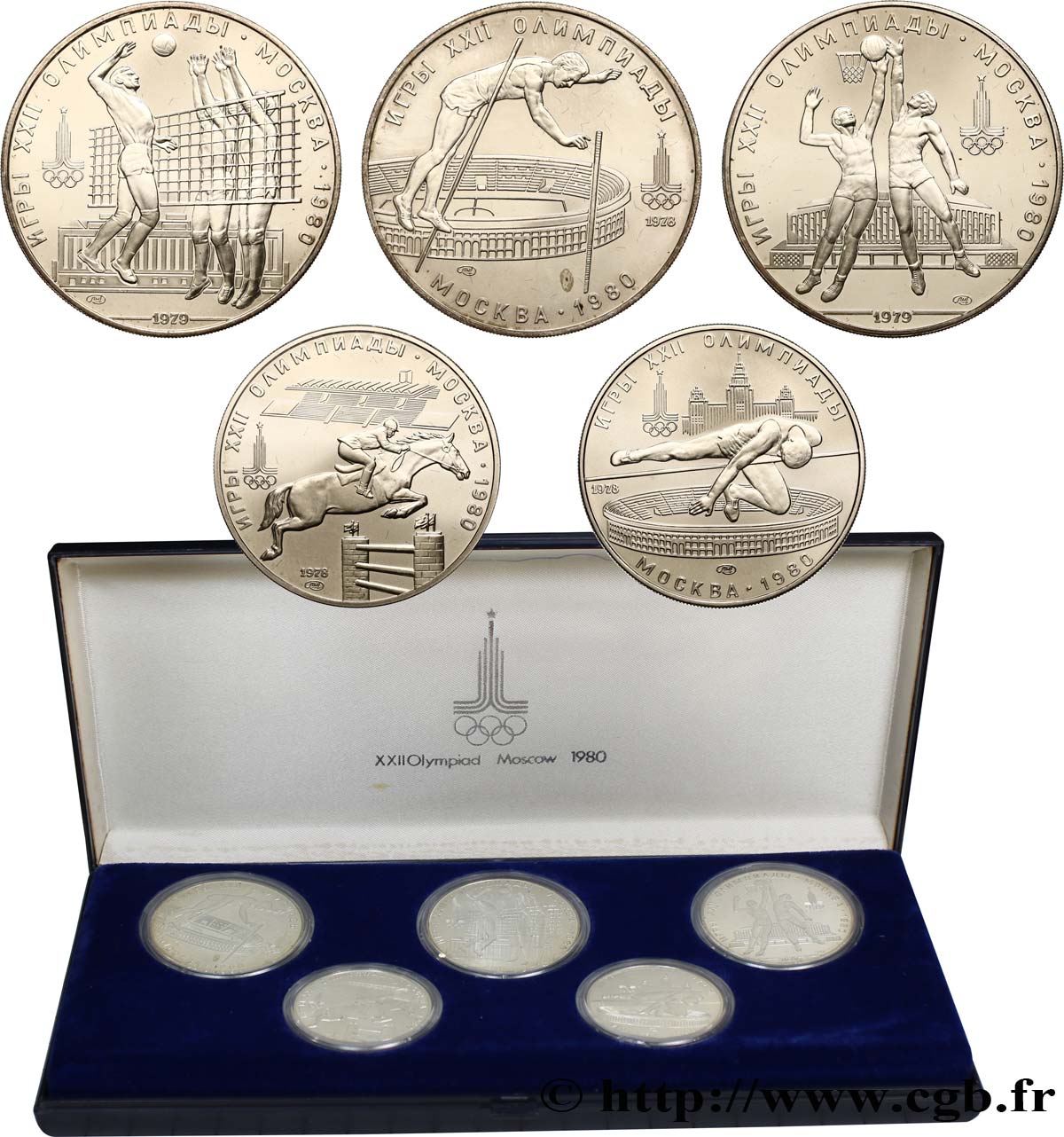RUSSIA - USSR Coffret 5 Monnaies Jeux Olympiques de Moscou 1980  MS 
