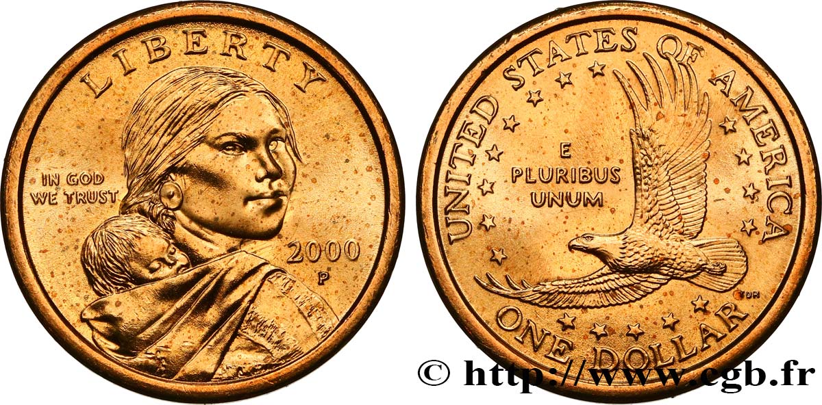 UNITED STATES OF AMERICA 1 Dollar Sacagawea, la guide indienne Sacagawea portant son enfant / aigle 2000 Philadelphie MS 