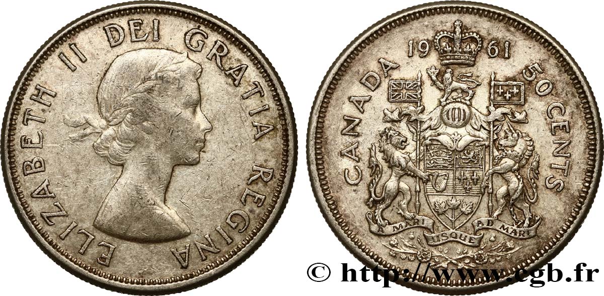CANADA 50 Cents Elisabeth II 1961 VF