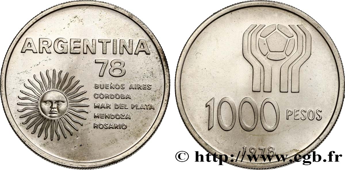ARGENTINA 1000 Pesos Coupe du monde de football 1978  MS 
