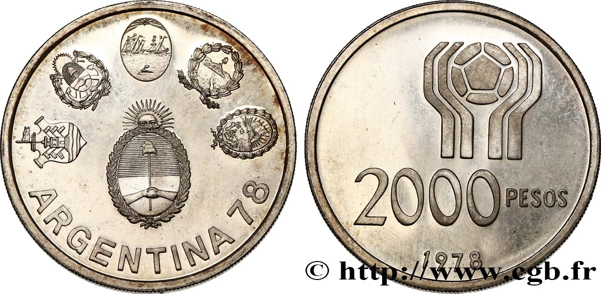 ARGENTINA 2000 Pesos Coupe du monde de football 1978  MS 