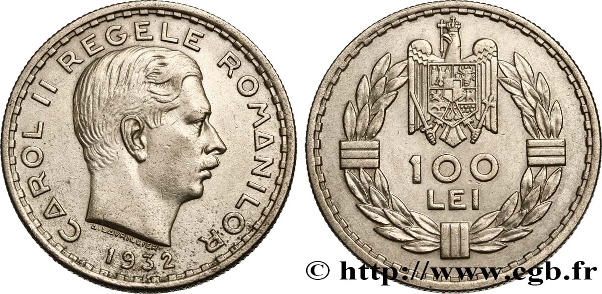 ROMANIA 100 Lei Charles II 1932  AU 