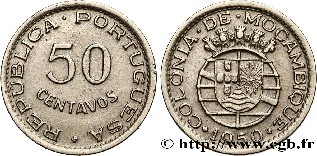 MOZAMBIQUE 50 Centavos colonie portugaise du Mozambique 1950  SUP 