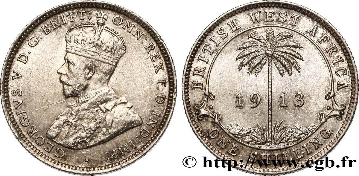 AFRIQUE OCCIDENTALE BRITANNIQUE 1 Shilling Georges V 1913  SUP 