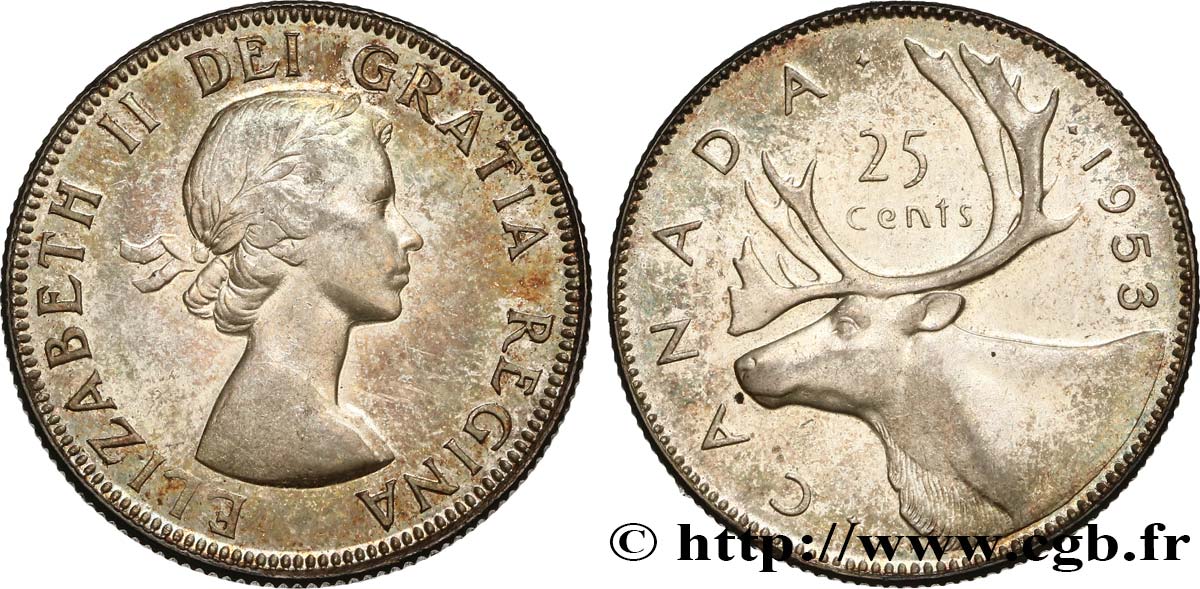 CANADA 25 Cents 1953  SPL 