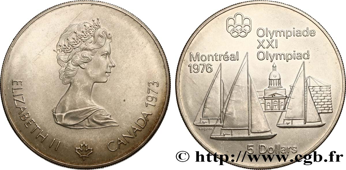 CANADA 5 Dollars JO Montréal 1976 voiliers 1973  SPL 