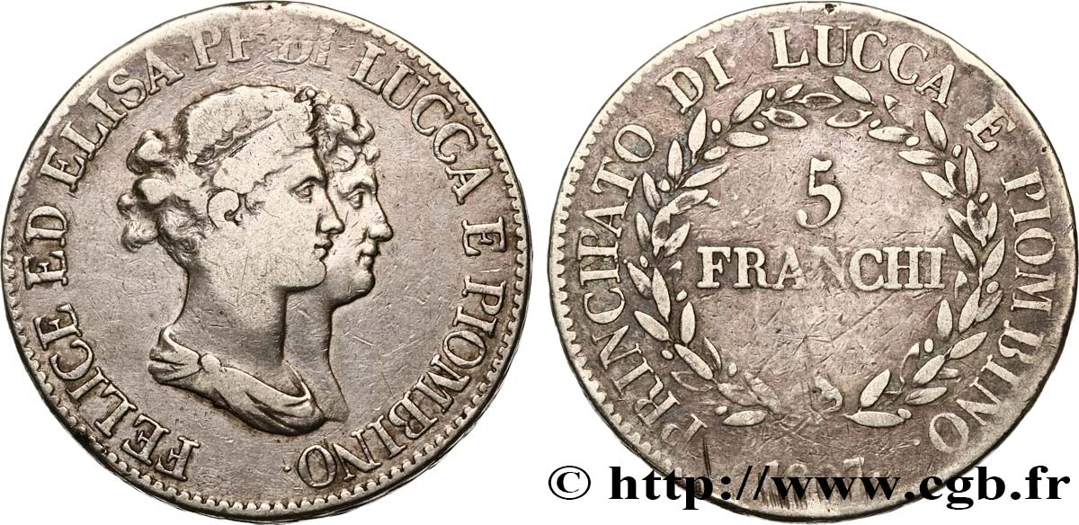 ITALY - LUCCA AND PIOMBINO 5 Franchi Elise et Félix Baciocchi 1807 Florence VF 