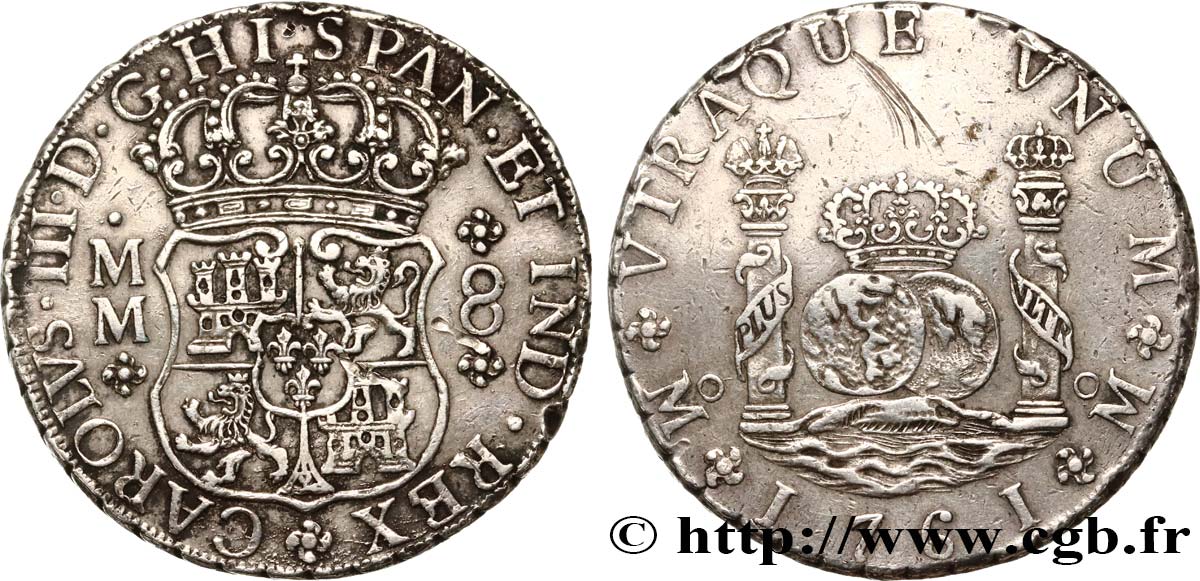 MEXICO - CHARLES III 8 Reales 1761 Mexico AU 