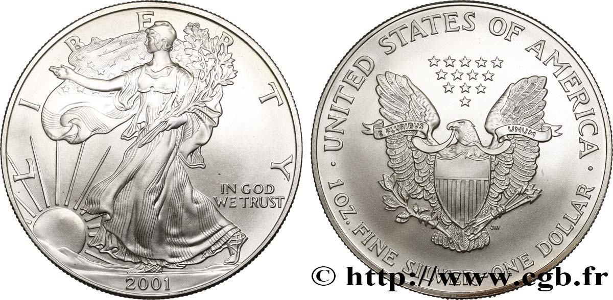 ÉTATS-UNIS D AMÉRIQUE 1 Dollar type Silver Eagle 2001 Philadelphie SPL 
