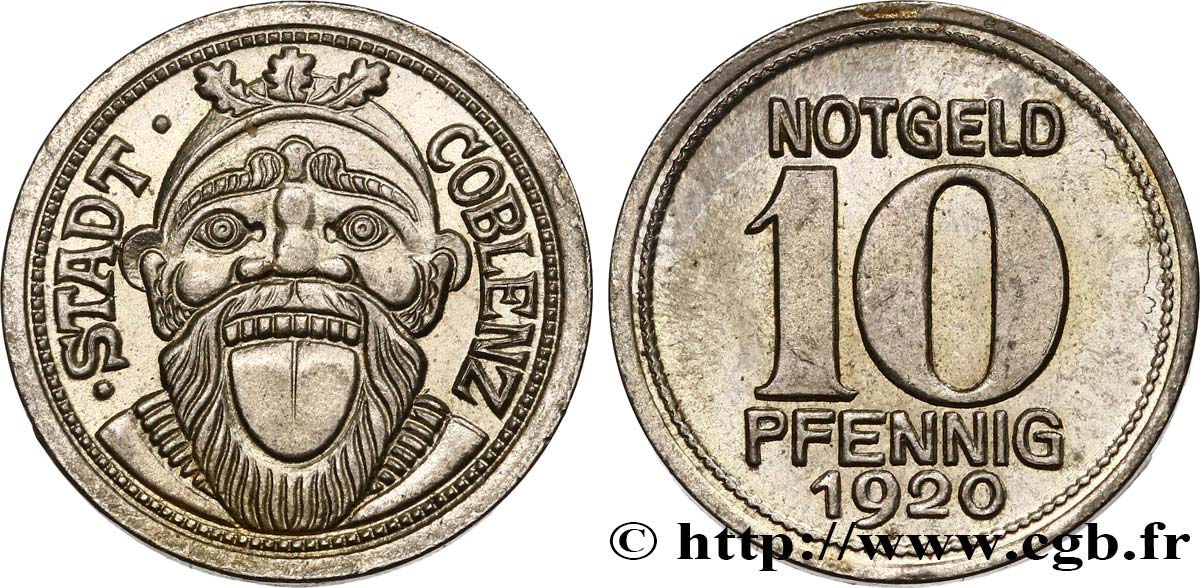 ALLEMAGNE - Notgeld 10 Pfennig Coblenz (Coblence) 1920  SUP 