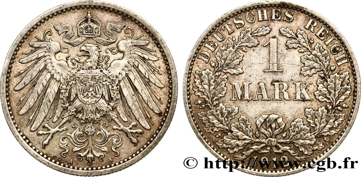 ALLEMAGNE 1 Mark Empire aigle impérial 2e type 1912 Berlin SUP 