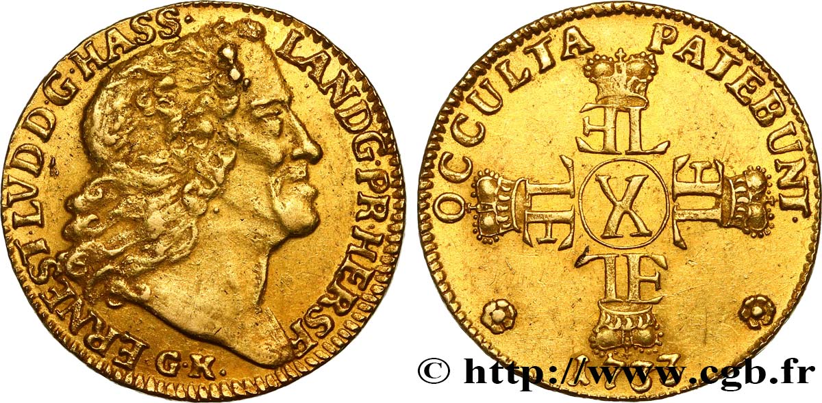 ALLEMAGNE - HESSE-DARMSTADT- ERNEST- LOUIS Carolin ou 10 Gulden 1733 Darmstadt AU/AU 