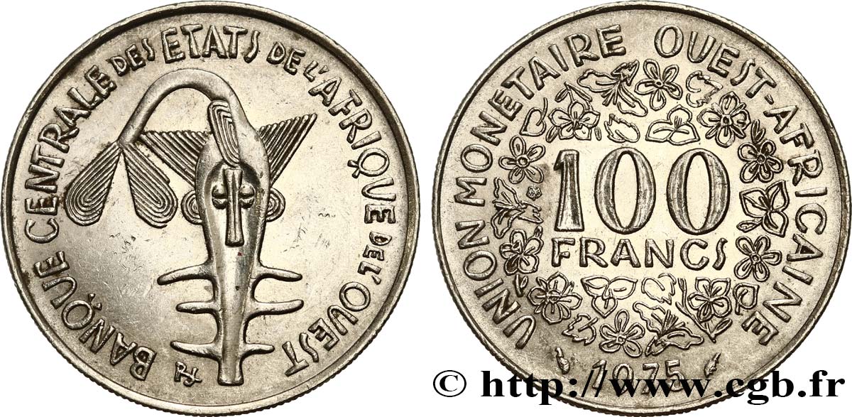 WEST AFRICAN STATES (BCEAO) 100 Francs BCEAO masque 1975 Paris AU