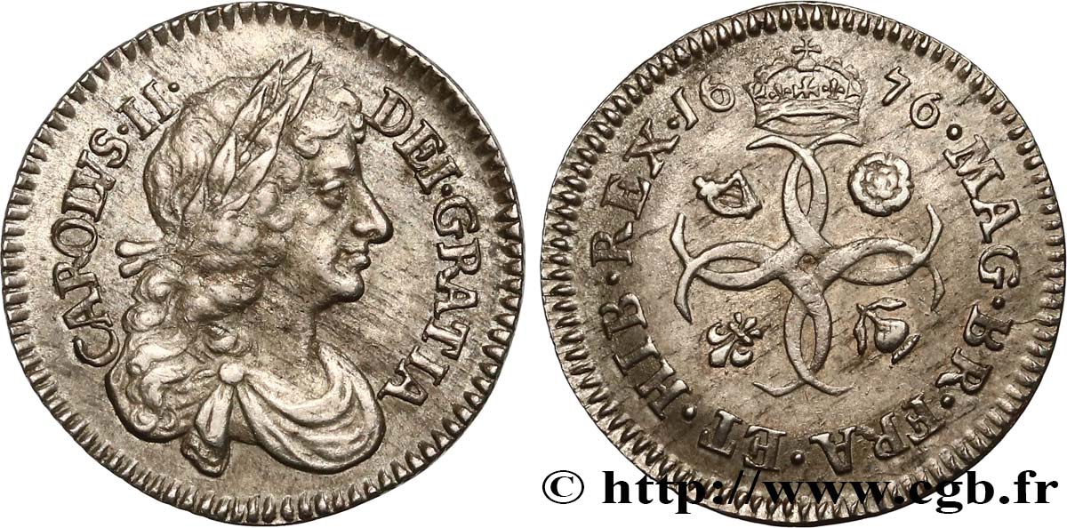 ANGLETERRE - ROYAUME D ANGLETERRE - CHARLES II Fourpence 1676 Londres fVZ 